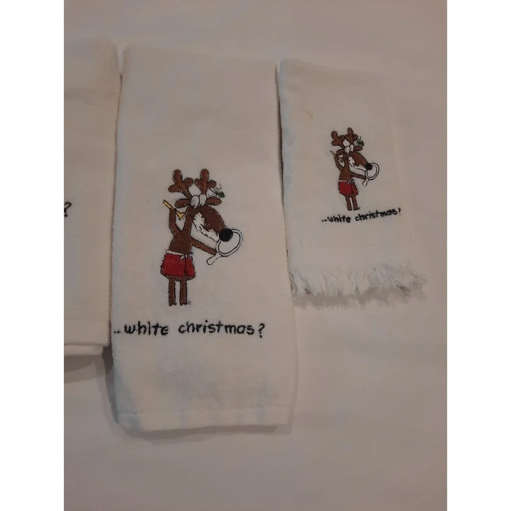 Christmas Towels Shaving Reindeer Grand Prix by Avanti 3 bath 3 hand 3 wash